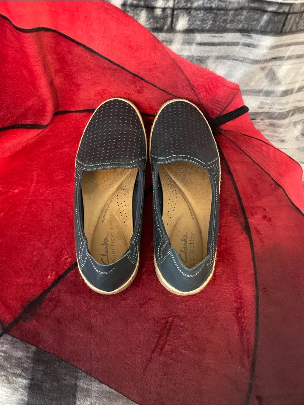 Clarks Navy Perforated Slip-On Espadrille - Picture 4 of 8